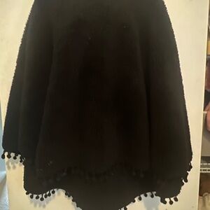 Elegant Black Poncho Sweater
